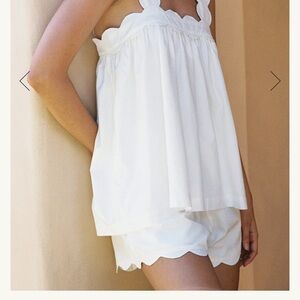 Piyama White Scalloped Pajama Set